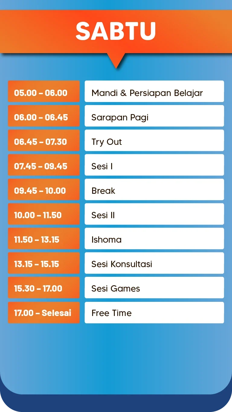 time table program karantina jadwal sabtu